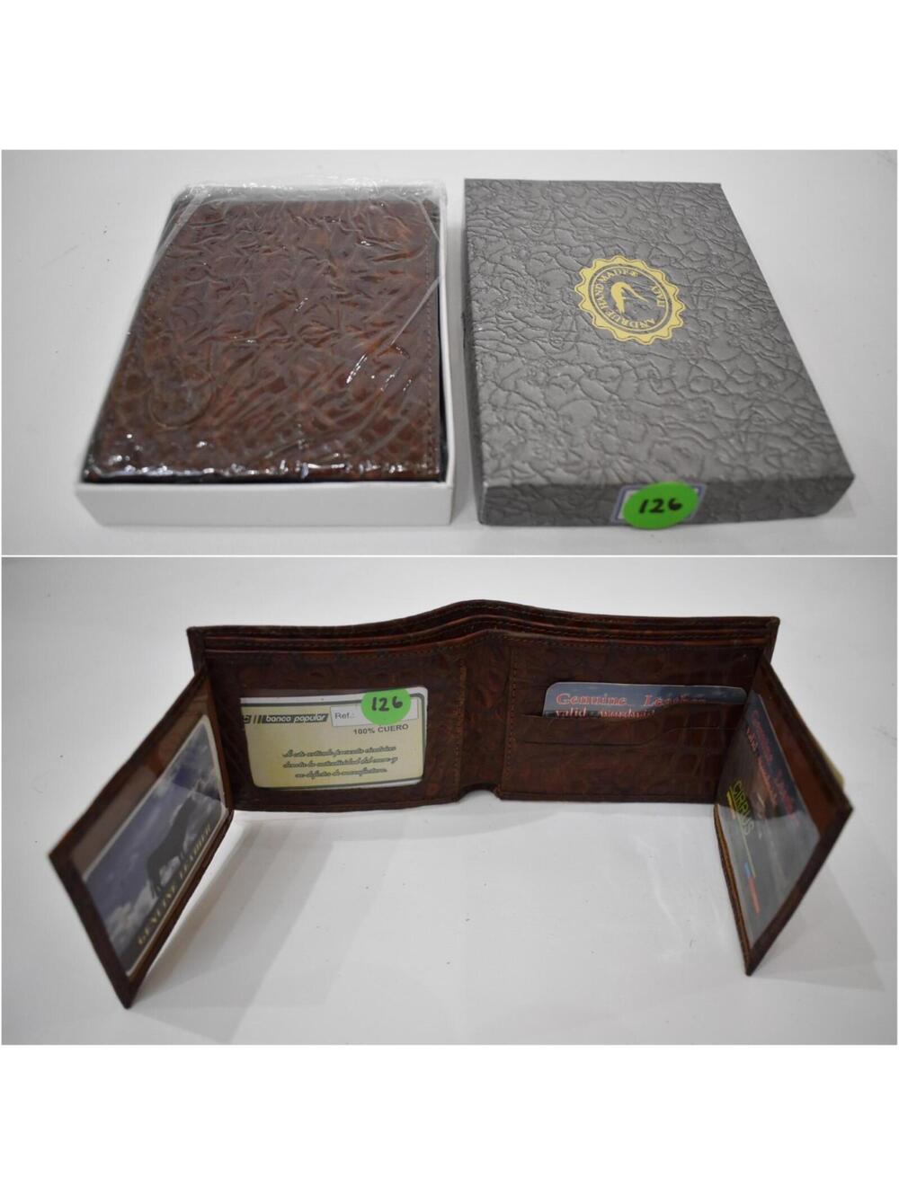 Andrue Handmade Italian Leather Crocodile Pressed Men Male Bifold Wallet 126